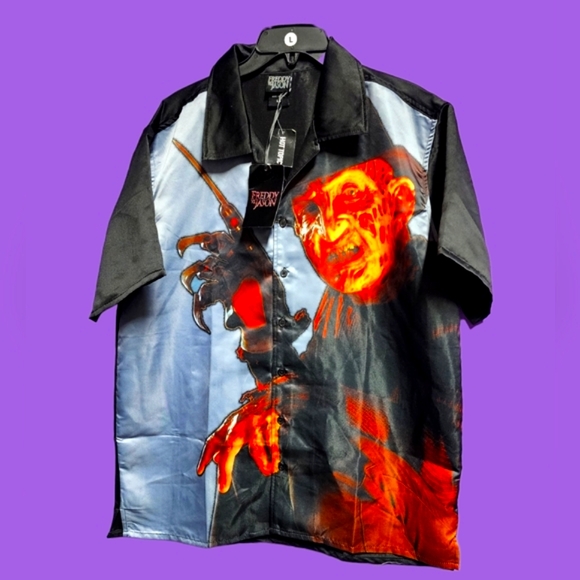 Freddy Vs. Jason Freddy Sublimated Woven Button-Up - Picture 2 of 7